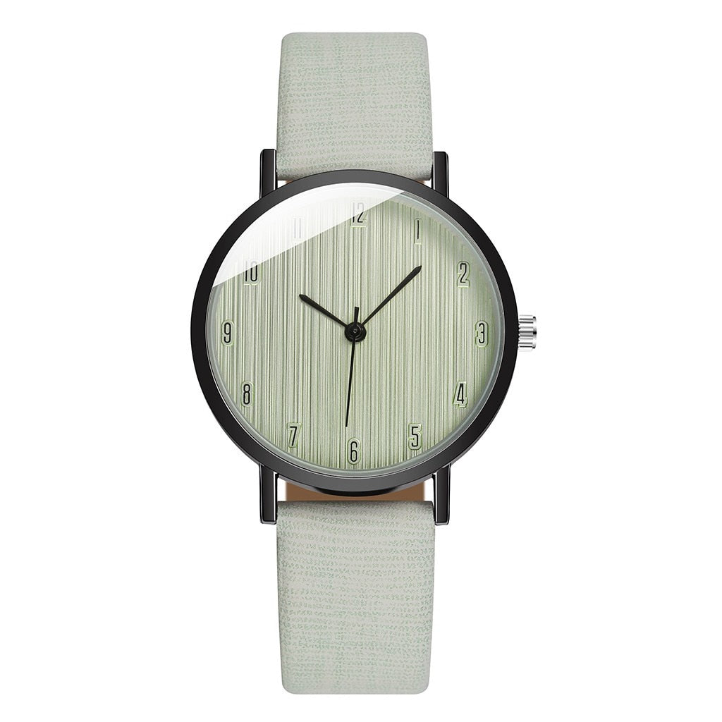 Reloj de pulsera informal para Mujer, relojes de cuarzo con correa de cuero blanco, elegantes y sencillos