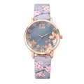 Reloj de lujo para mujer, pulsera de cuarzo con estampado de flores en relieve, con esfera de cinturón, para estudiantes