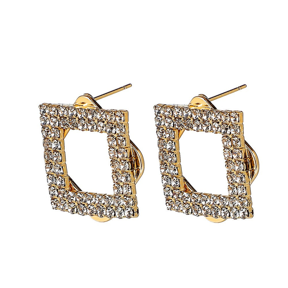 Aretes Geométricos Cuadrados De Circonita Joyería Hipoalergénica