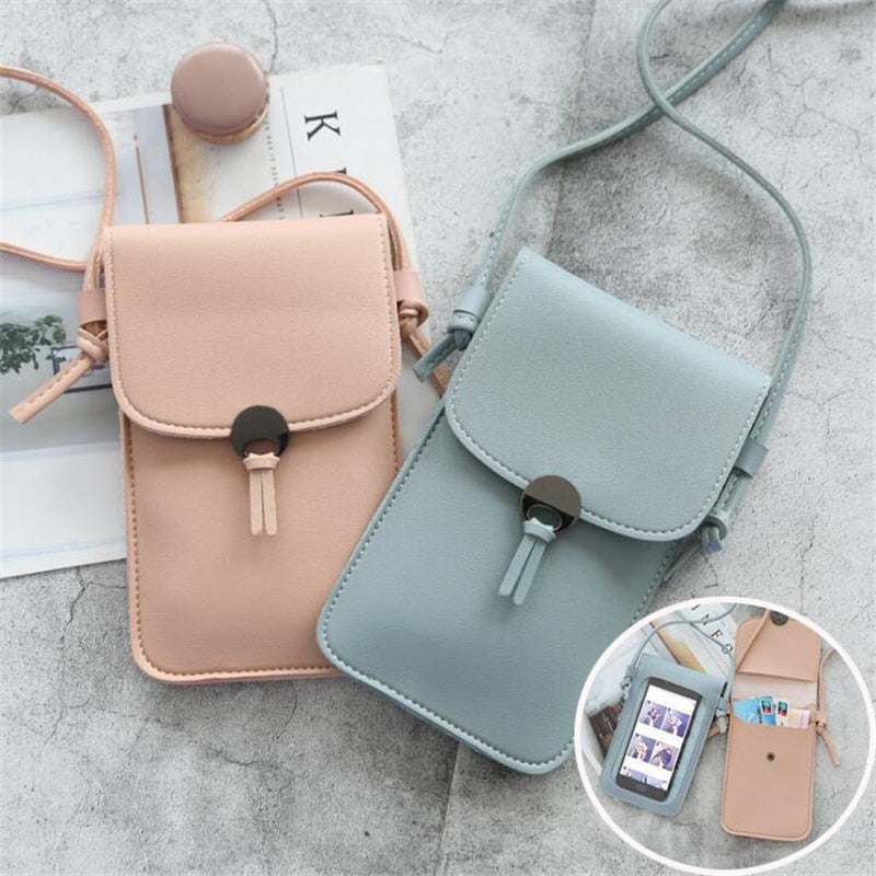 Bolso de teléfono móvil Simple Retro con pantalla táctil transparente para mujer 1
