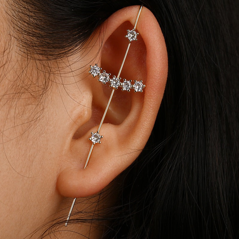 Pendientes De Tuerca De Cristal, Cz Cuff Piercing, Pendientes De Cruz Llamativos