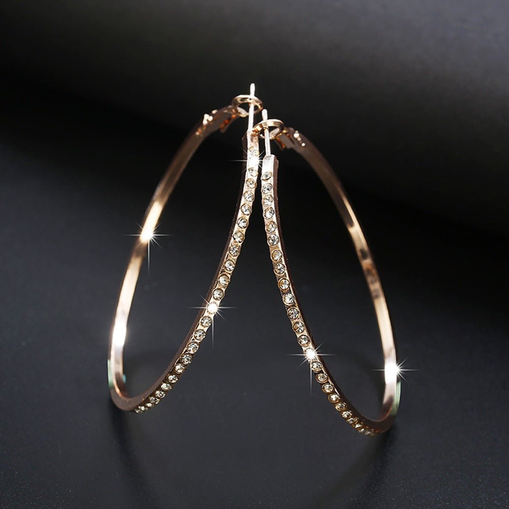 Pendientes De Aro Con Diamantes De Imitación Aretes Circulares 5