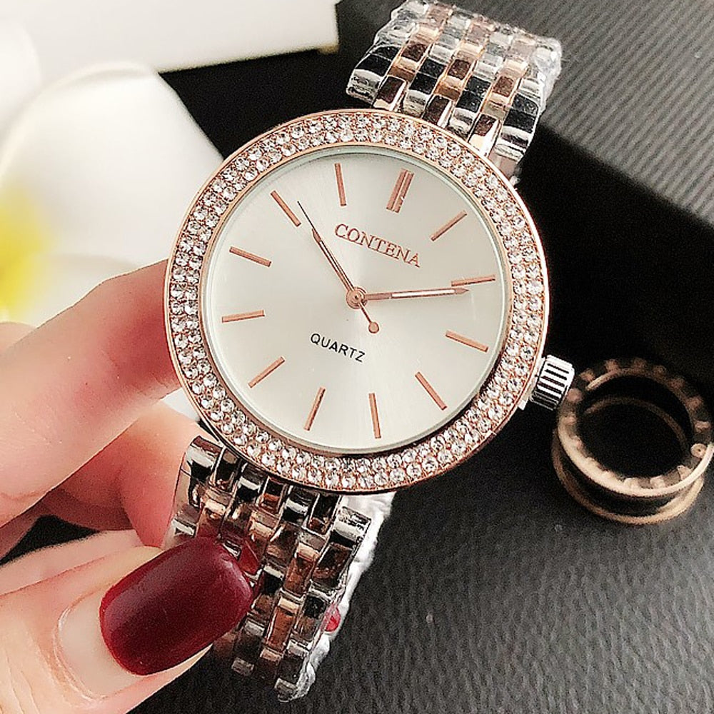Reloj de lujo con diamantes de cristal para mujer