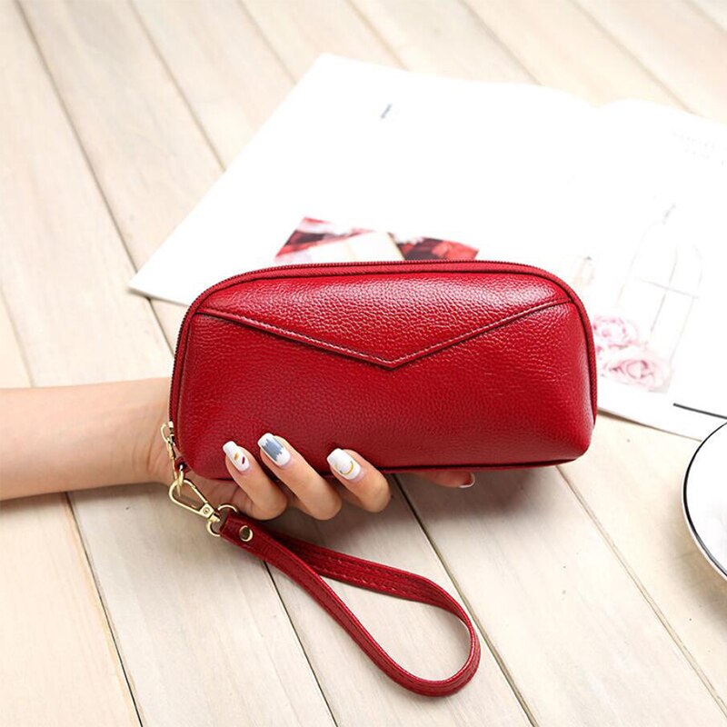 Cartera multifuncional de estilo largo para mujer, monedero de piel sintética, tarjetero