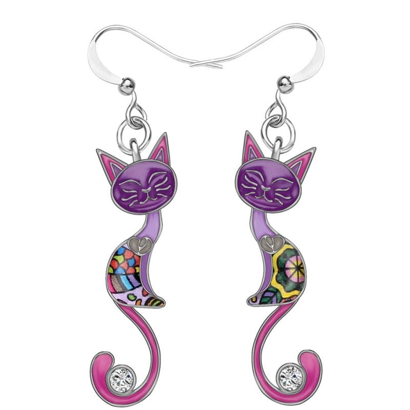 Pendientes Con Colgante De Cristal Aretes Con Forma De Gatito Y Animal