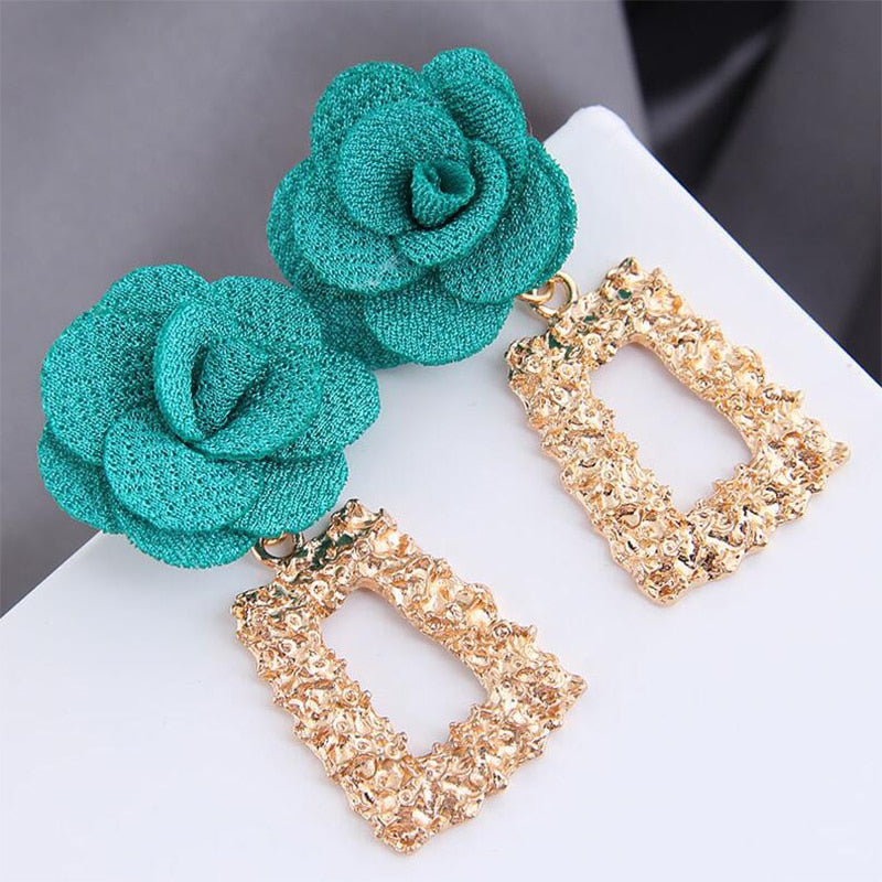 Pendientes Colgantes De Flores Aretes Largos Geométricos