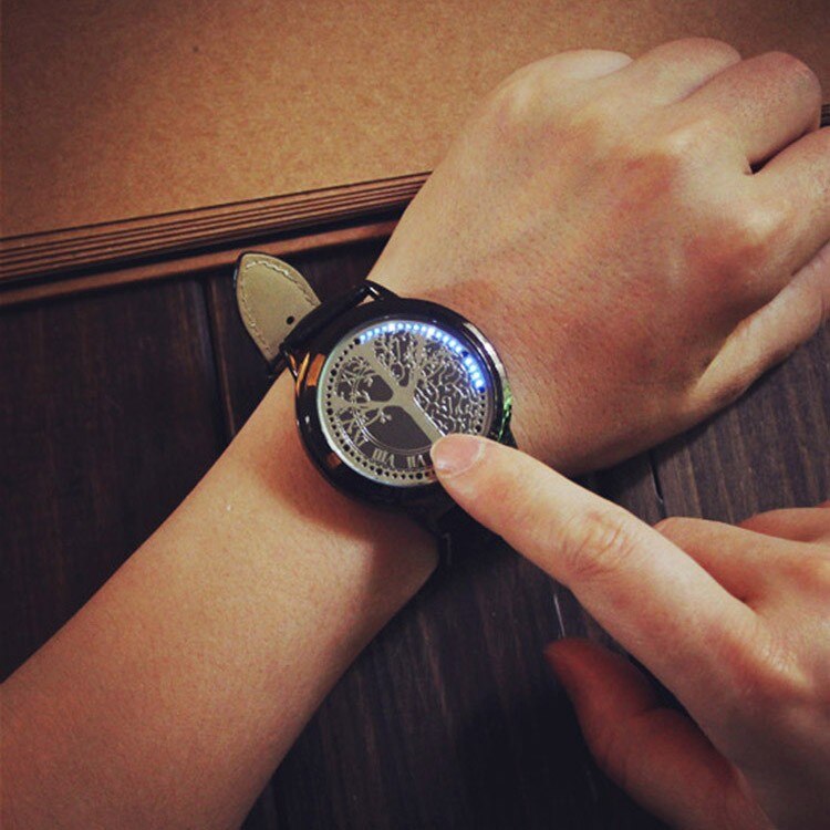 Reloj Digital para hombre, cronógrafo electrónico con correa de cuero, LED, deportivo