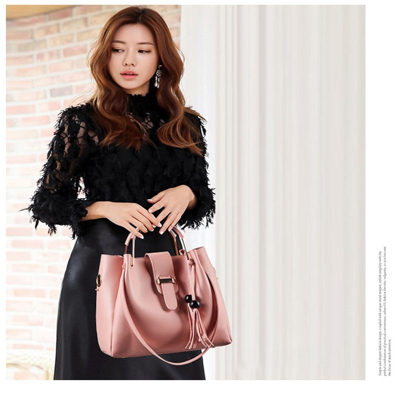 Conjunto de bolsos de piel para mujer 5
