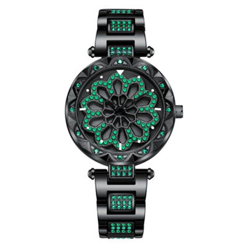 Reloj giratorio de cuarzo con flores para mujer 3