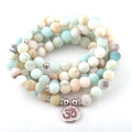 Cuentas De Amazonita Con Piedra De Loto/om/ Pulseras Y Collar De Yoga 1