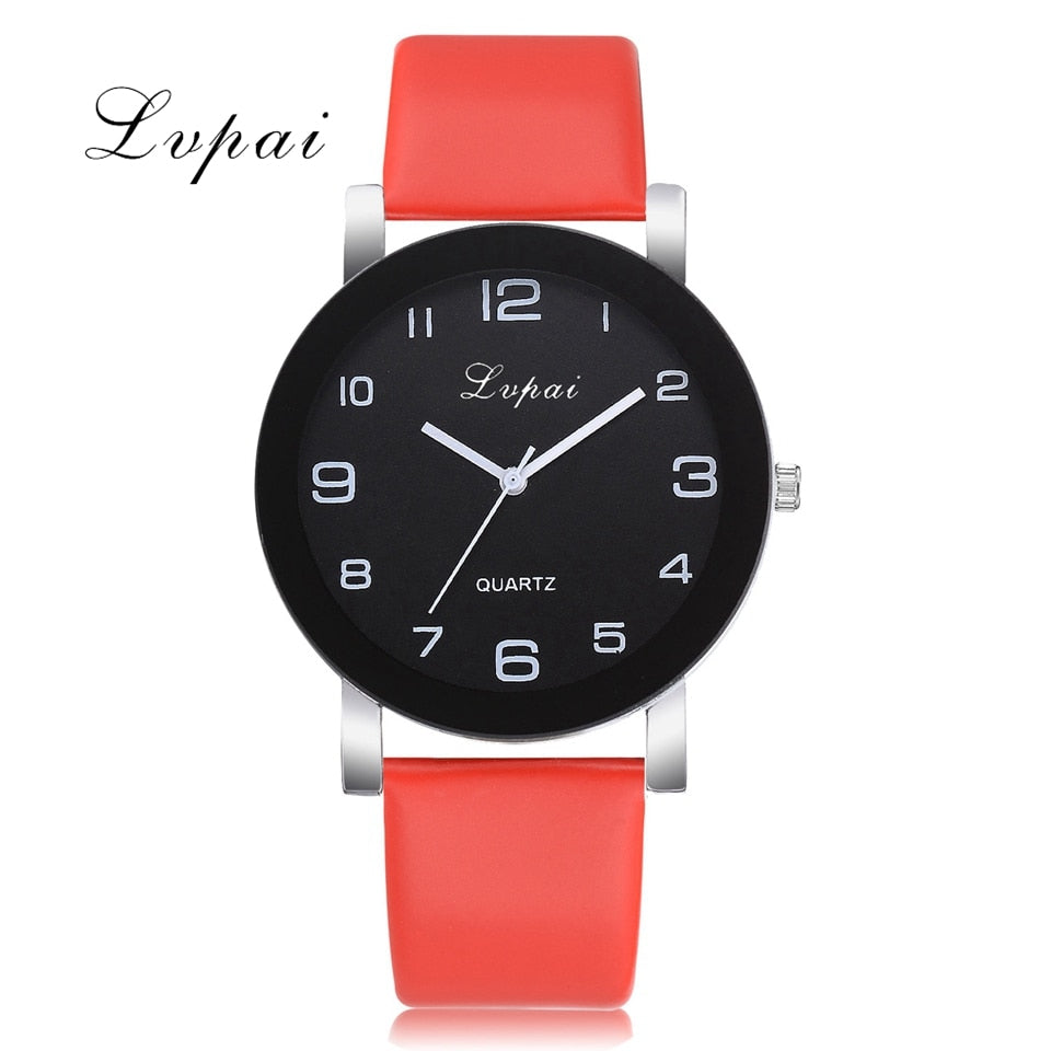 Lvpai-Reloj de pulsera de cuero para Mujer