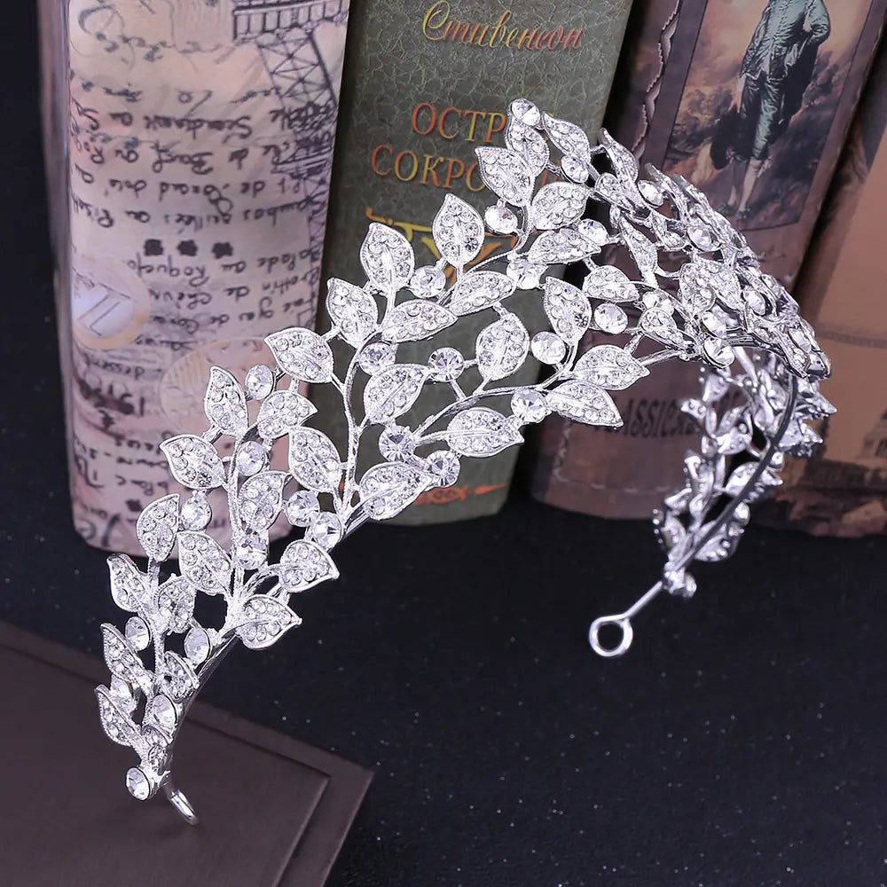 Coronas y Tiaras plateadas Diadema de diamantes de imitación de cristal