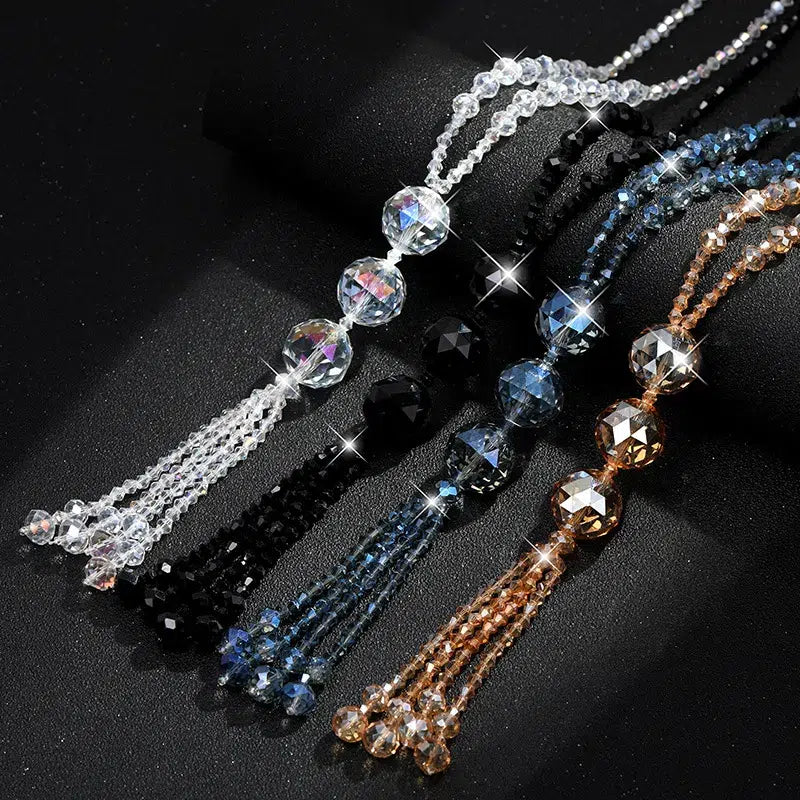 Collar De Hilo De Cuentas De Cristal Brillante 4