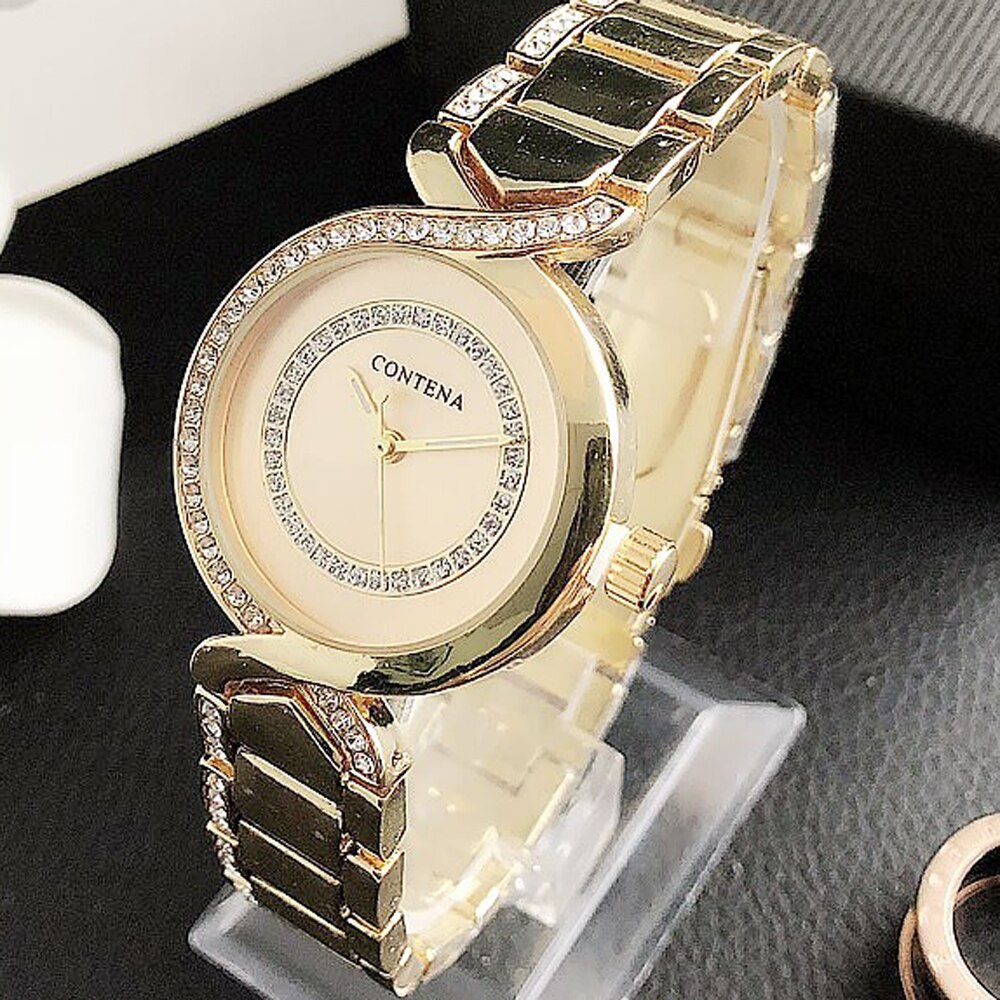 Nuevos relojes de pulsera para mujer, reloj de vestir a la moda, relojes de diamantes de cristal de acero inoxidable, reloj plateado para mujer