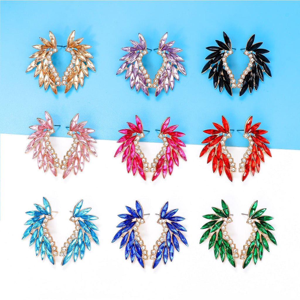 Pendientes De Gota En Forma De Ala De Cristal Rosa 1