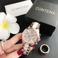 Reloj de cuarzo de oro rosa para mujer