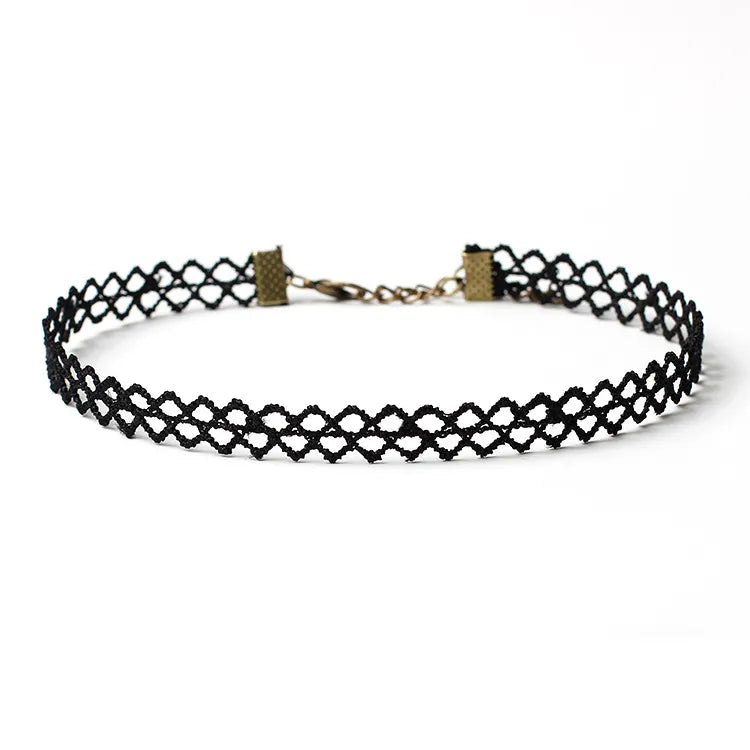 Gargantilla De Terciopelo Negro Gótico Collares De Cuerda De Estilo Gótico