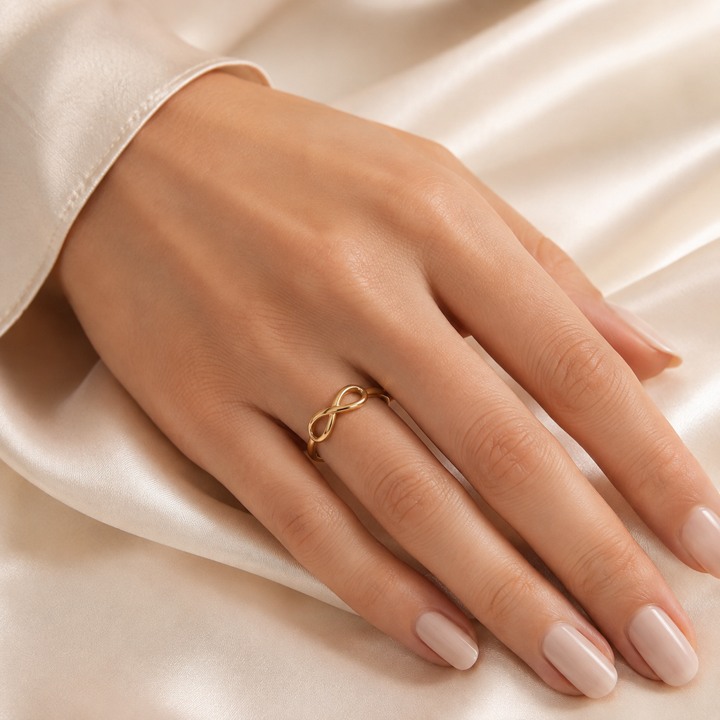 Anillo Dorado Símbolo Infinito