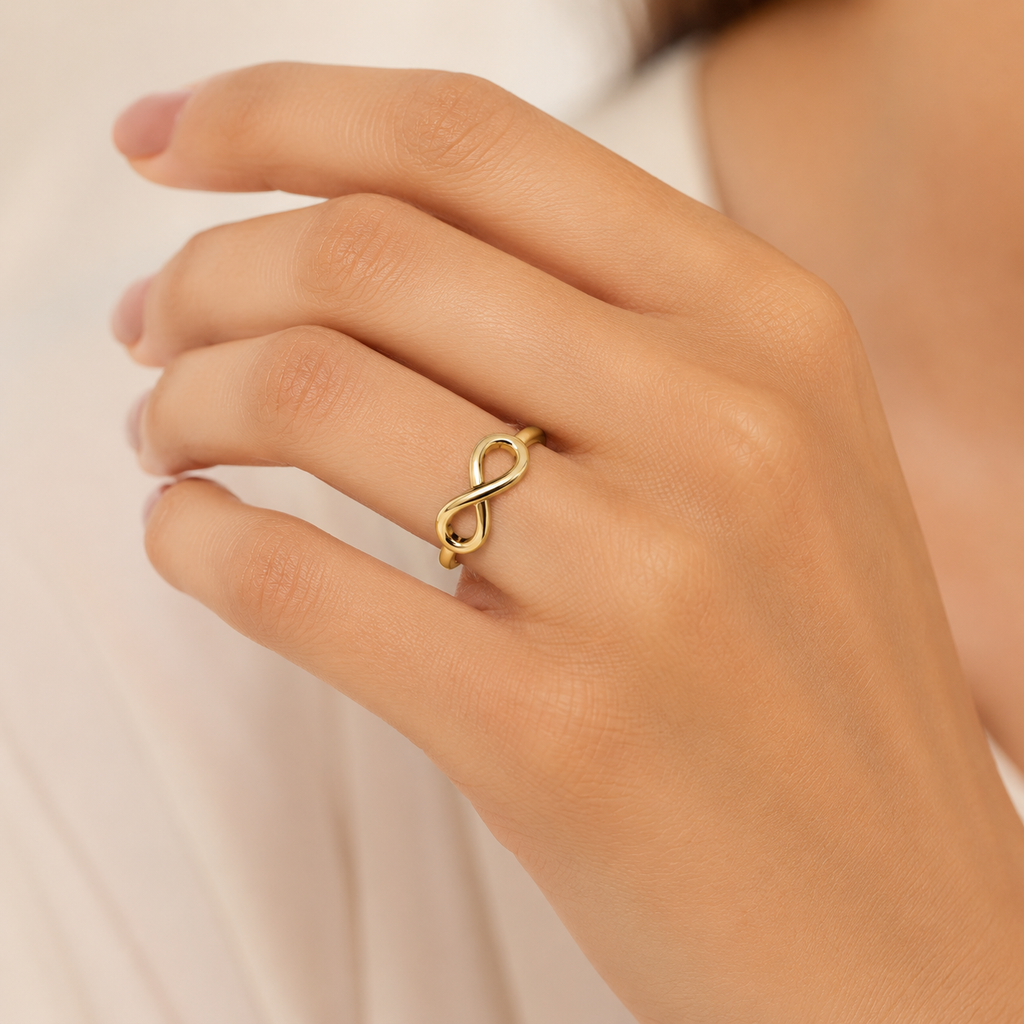 Anillo Dorado Símbolo Infinito