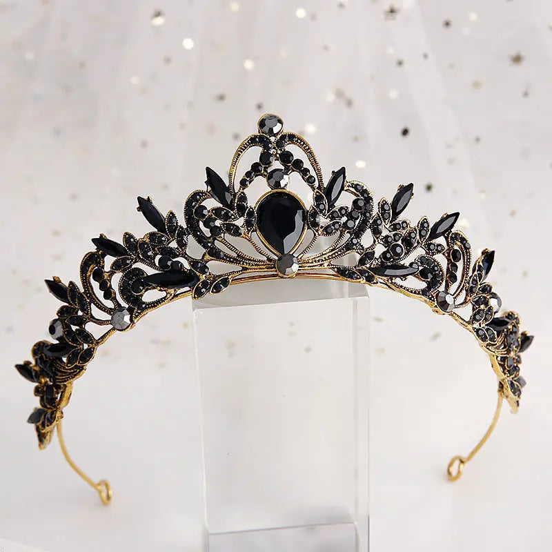 Corona Nupcial Con Diamantes De Imitación De Color Negro