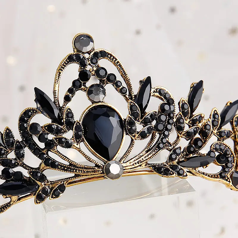 Corona Nupcial Con Diamantes De Imitación De Color Negro