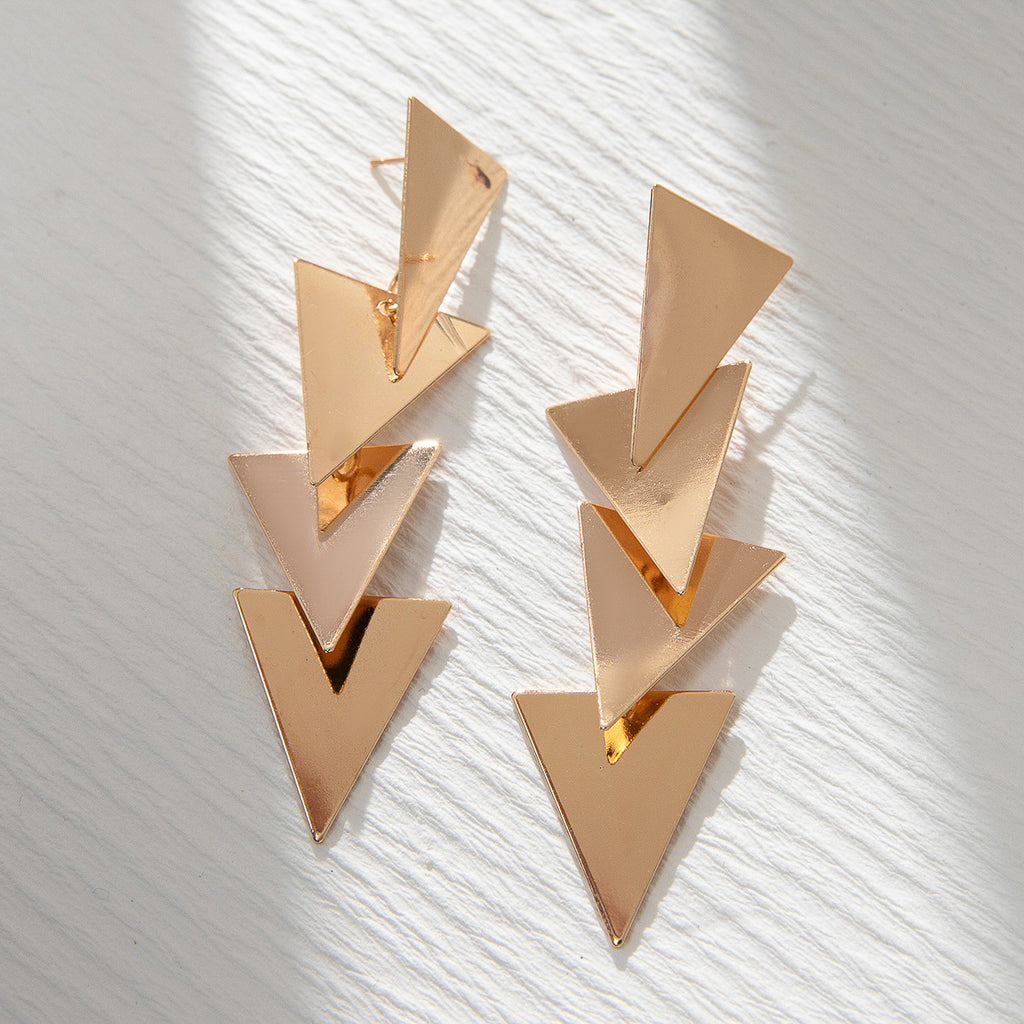 Pendientes De Gota Dorados Estilo Veraniego Joyería Triangular