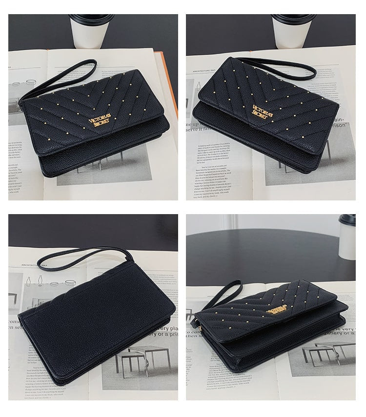 Bolso de mano de tela PU y monedero de gran capacidad para mujer, billetera larga, tarjetero, estuche para tarjetas de crédito