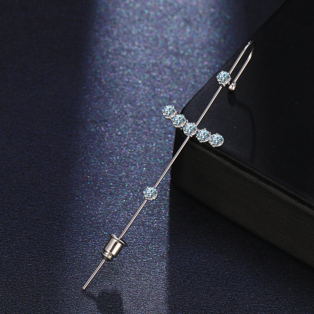 Pendientes De Tuerca De Cristal, Cz Cuff Piercing, Pendientes De Cruz Llamativos