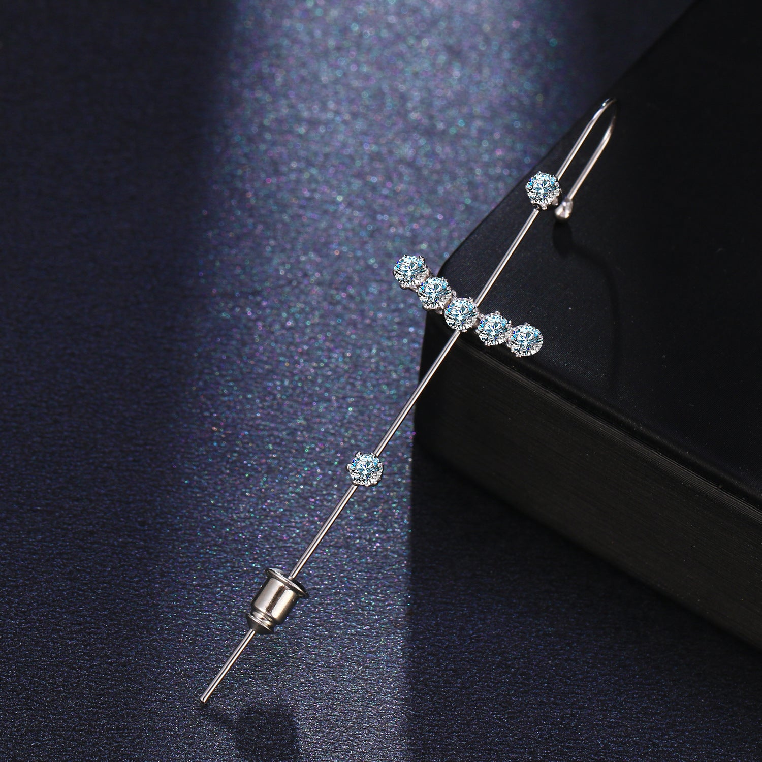 Pendientes De Tuerca De Cristal, Cz Cuff Piercing, Pendientes De Cruz Llamativos