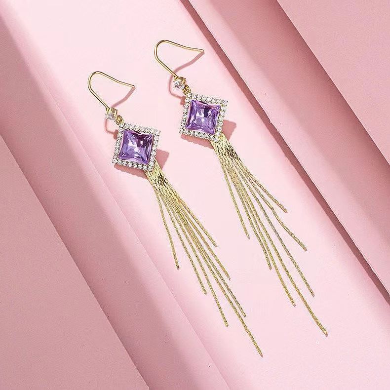 Pendientes De Gota De Borla De Hilo Largo Geométrico, Moda Coreana Joyería Colgante