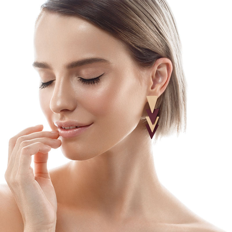 Pendientes De Gota Dorados Estilo Veraniego Joyería Triangular