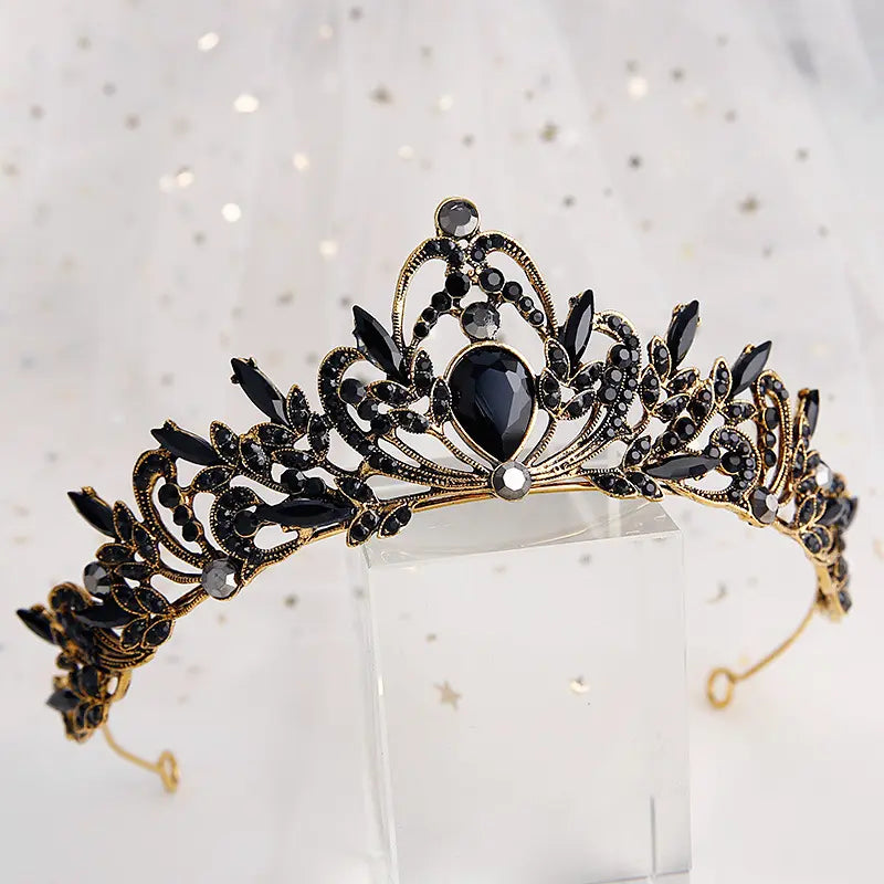 Corona Nupcial Con Diamantes De Imitación De Color Negro