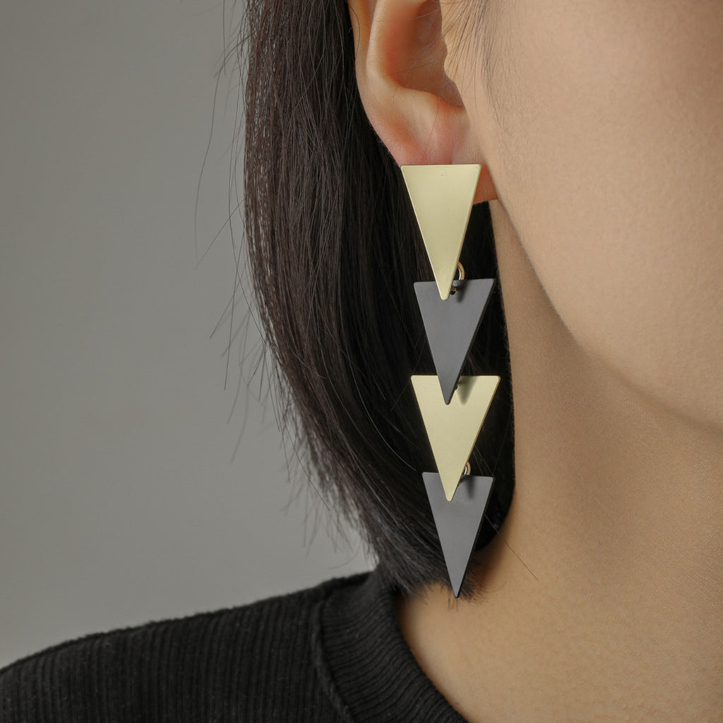 Pendientes De Gota Dorados Estilo Veraniego Joyería Triangular