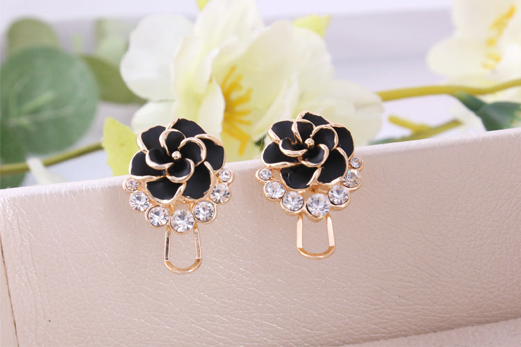 Pendientes De Aleación De Zinc Aretes Elegantes, Flor Azul, Cristal