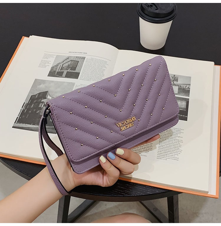 Bolso de mano de tela PU y monedero de gran capacidad para mujer, billetera larga, tarjetero, estuche para tarjetas de crédito