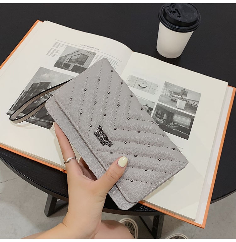 Bolso de mano de tela PU y monedero de gran capacidad para mujer, billetera larga, tarjetero, estuche para tarjetas de crédito