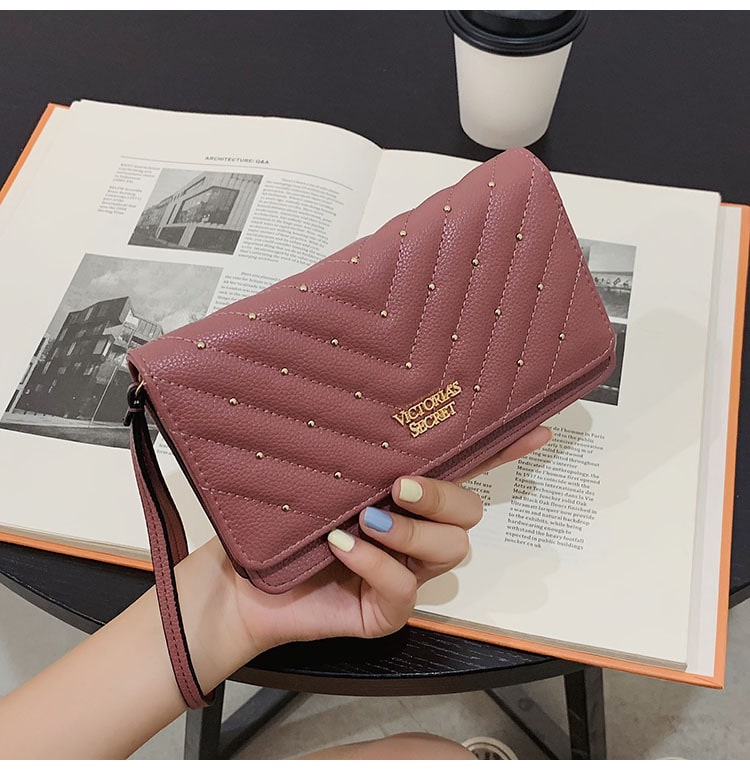 Bolso de mano de tela PU y monedero de gran capacidad para mujer, billetera larga, tarjetero, estuche para tarjetas de crédito