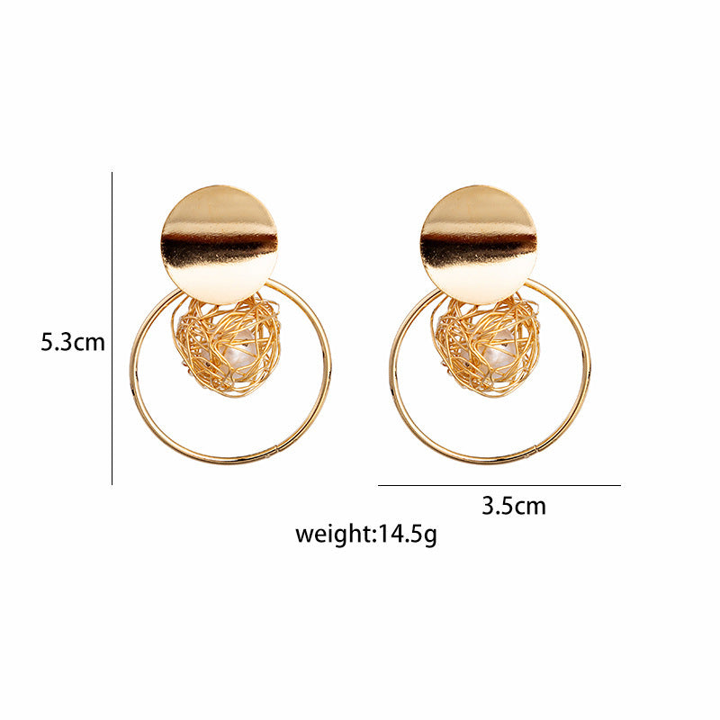 Pendientes Redondos De Estilo Coreano Aretes Colgantes Con Conchas Geométricas