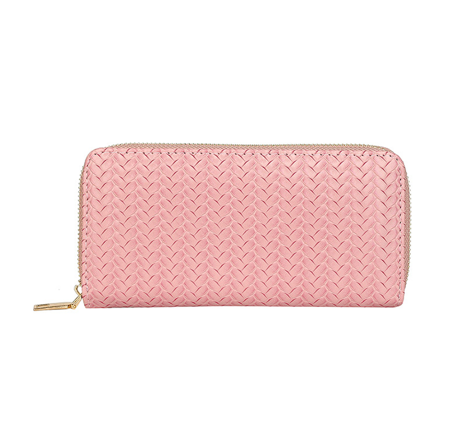 Cartera tejida de cuero para mujer, funda de teléfono
