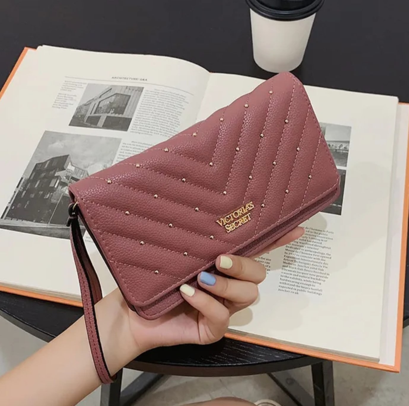 Bolso de mano de tela PU y monedero de gran capacidad para mujer, billetera larga, tarjetero, estuche para tarjetas de crédito