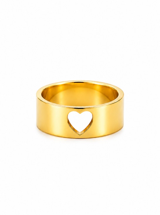 JOYAS Ring 23 gold band featuring a minimalist heart-shaped cutout design with a polished finish